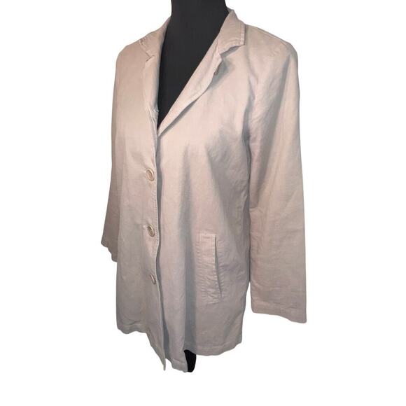 Eileen Fisher Khaki Organic Cotton Hemp Stretch Stand Cottagecore Jacket Sz XSP - Picture 4 of 10
